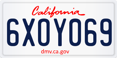 CA license plate 6XOY069