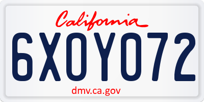 CA license plate 6XOY072