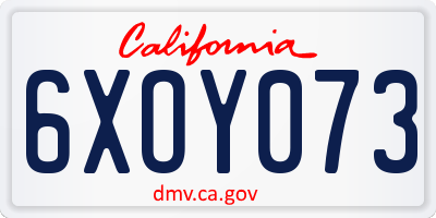 CA license plate 6XOY073
