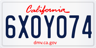CA license plate 6XOY074