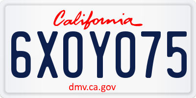 CA license plate 6XOY075