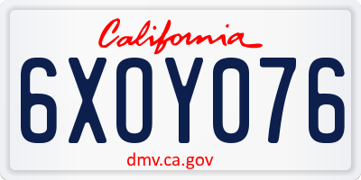 CA license plate 6XOY076
