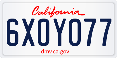 CA license plate 6XOY077
