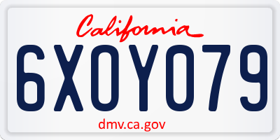 CA license plate 6XOY079