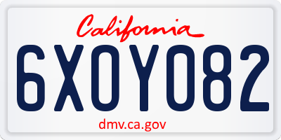CA license plate 6XOY082