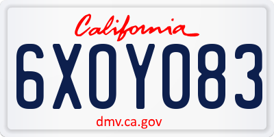 CA license plate 6XOY083