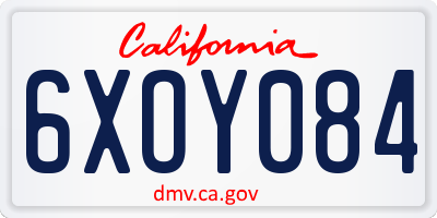CA license plate 6XOY084