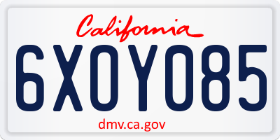 CA license plate 6XOY085