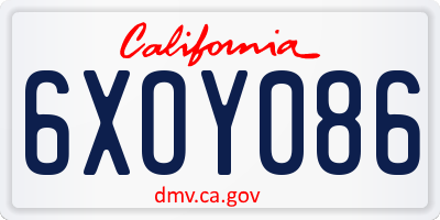 CA license plate 6XOY086