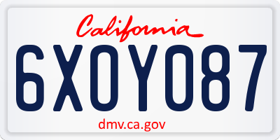 CA license plate 6XOY087