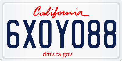 CA license plate 6XOY088