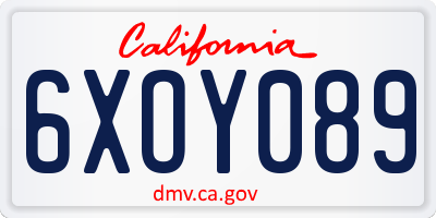 CA license plate 6XOY089
