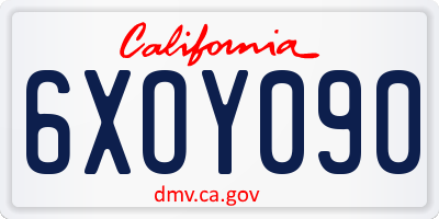 CA license plate 6XOY090