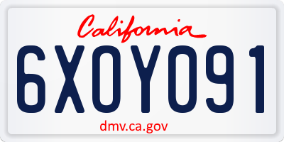CA license plate 6XOY091