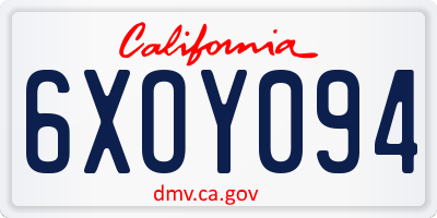 CA license plate 6XOY094