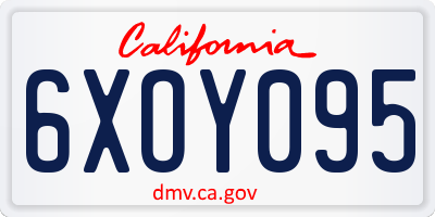 CA license plate 6XOY095