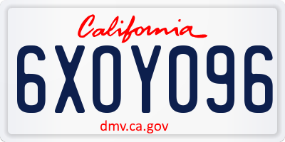 CA license plate 6XOY096