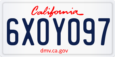 CA license plate 6XOY097