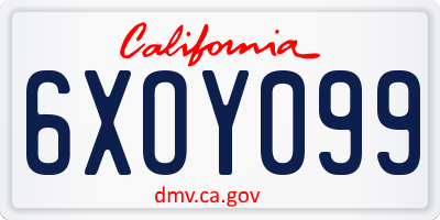 CA license plate 6XOY099