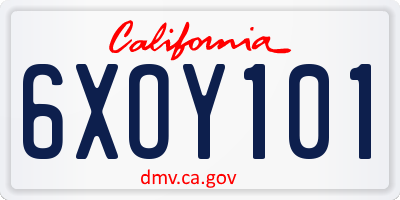CA license plate 6XOY101