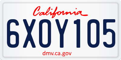 CA license plate 6XOY105