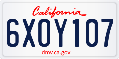 CA license plate 6XOY107