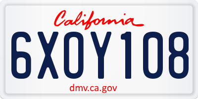 CA license plate 6XOY108