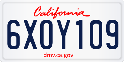 CA license plate 6XOY109