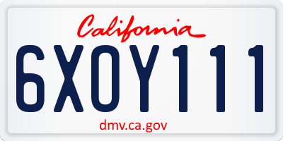 CA license plate 6XOY111
