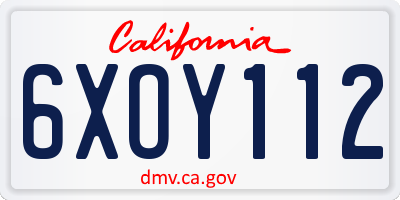 CA license plate 6XOY112
