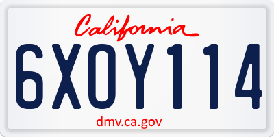 CA license plate 6XOY114