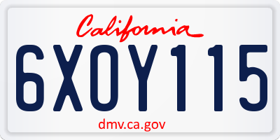 CA license plate 6XOY115
