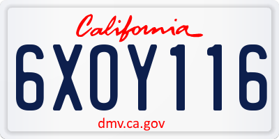 CA license plate 6XOY116