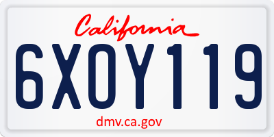 CA license plate 6XOY119
