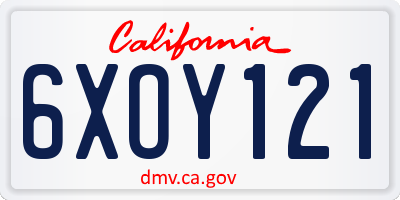 CA license plate 6XOY121