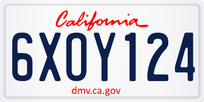 CA license plate 6XOY124