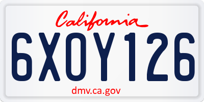 CA license plate 6XOY126