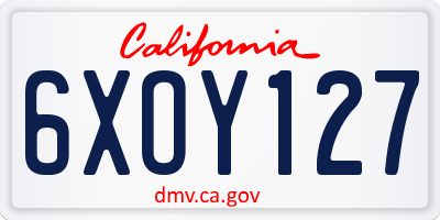 CA license plate 6XOY127