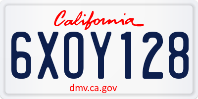 CA license plate 6XOY128