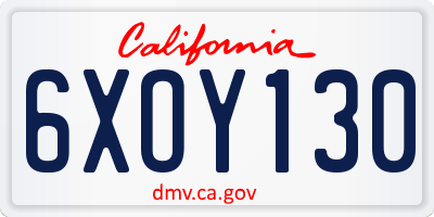 CA license plate 6XOY130