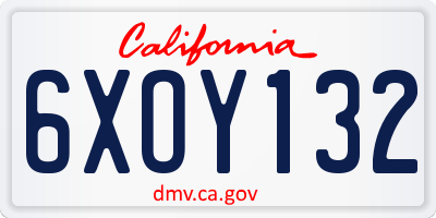 CA license plate 6XOY132