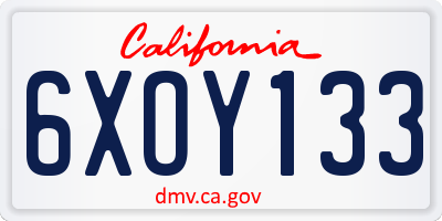 CA license plate 6XOY133