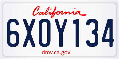 CA license plate 6XOY134