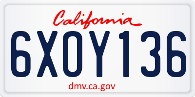 CA license plate 6XOY136