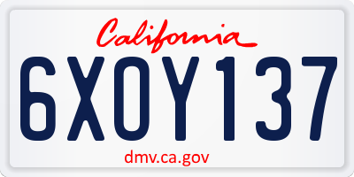CA license plate 6XOY137
