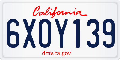 CA license plate 6XOY139
