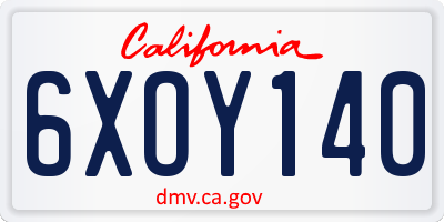 CA license plate 6XOY140