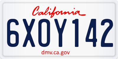 CA license plate 6XOY142