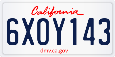 CA license plate 6XOY143