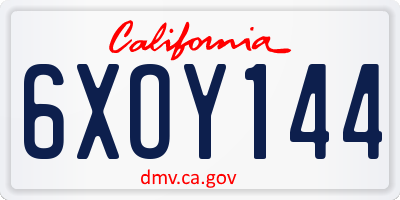 CA license plate 6XOY144